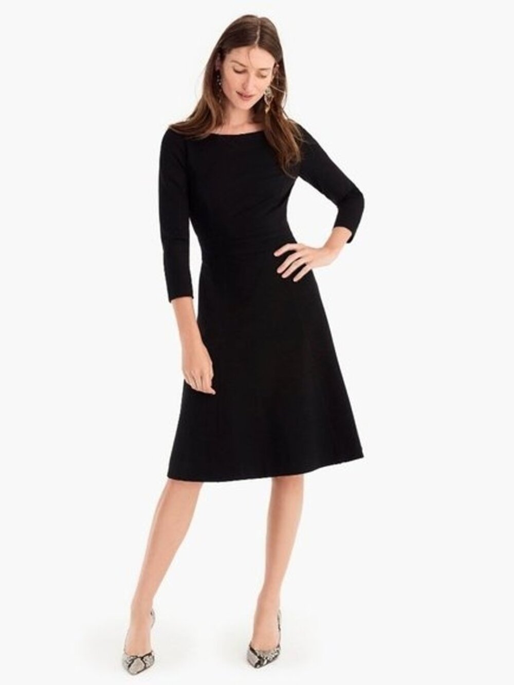J Crew Women's Black Fit and flare sheath dress stretch ponte H9330 Size 12 LBD